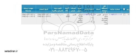 مزایده, مزایده فروش هیزم درختان جنگلی مشکوفه