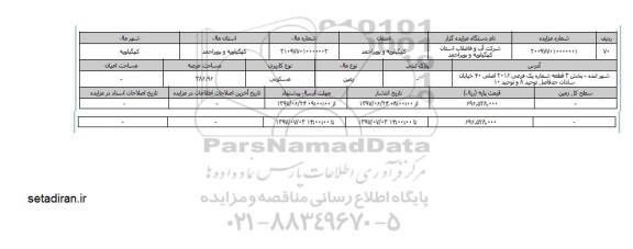 مزایده زمین مسکونی مساحت عرصه 386.96متر