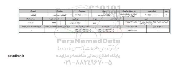 مزایده زمین تجاری مسکونی مساحت 999.7متر 