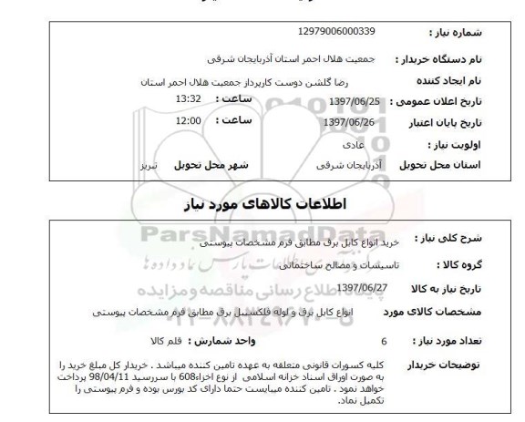 استعلام,خرید انواع کابل