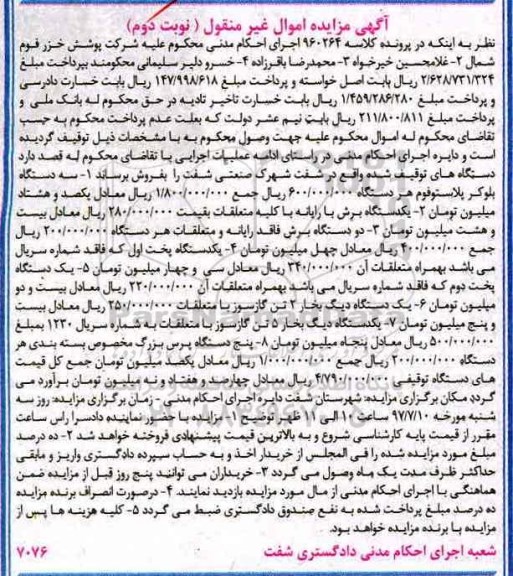 مزایده,مزایده سه دستگاه بلوکر پلاستوفوم ، یکدستگاه برش نوبت دوم 