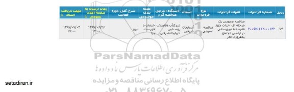 اگهی مناقصه , مناقصه احداث چهار فقره خط نیرورسانی