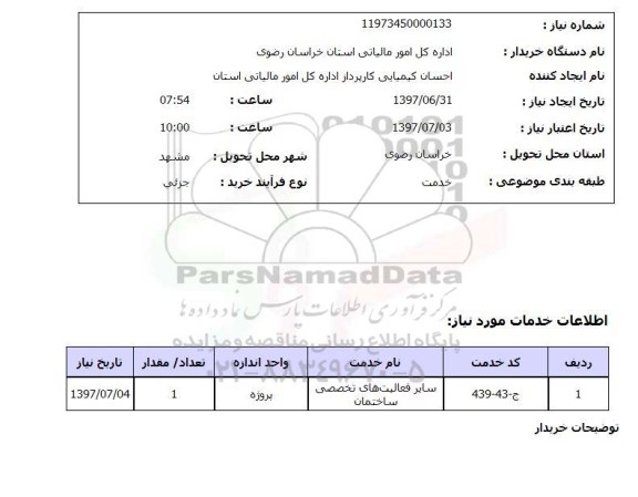 استعلام ,استعلام سایر فعالیت های تخصصی ساختمان