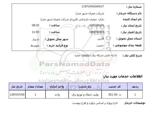 استعلام,جابه جایی شبکه برق