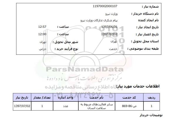 استعلام, سایر فعالیت های مربوط به سلامت انسان