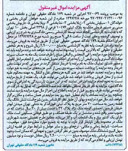 مزایده,مزایده فروش ملک به پلاک ثبتی 10176 فرعی