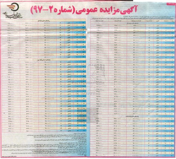 مزایده,مزایده فروش و واگذاری 68 واحد تجاری و 29 واحد خدماتی