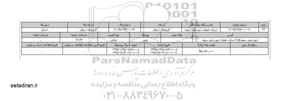مزایده،  مزایده زمین تجاری  