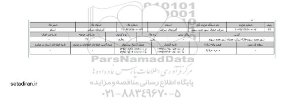 مزایده،  مزایده زمین تجاری  