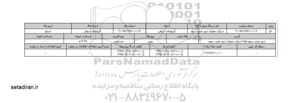 مزایده،   مزایده زمین مسکونی مساحت 503.28