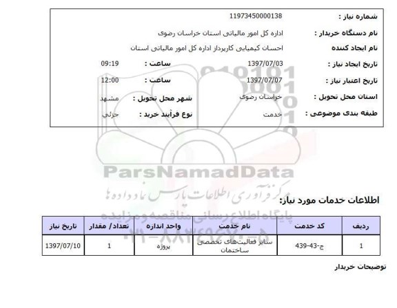 استعلام , استعلام سایر فعالیت های تخصصی ساختمان ...