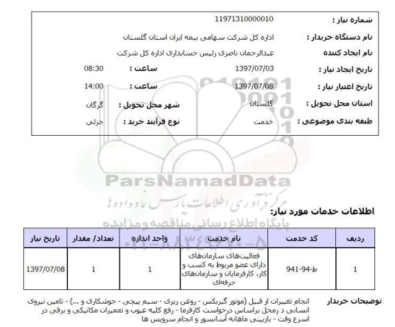 استعلام, استعلام فعالیت های سازمان های دارای عضو ...