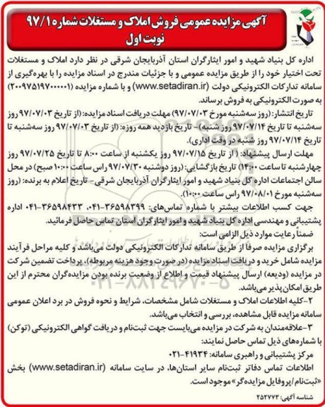 مزایده, مزایده ملاک و مستغلات تحت اختیاز 