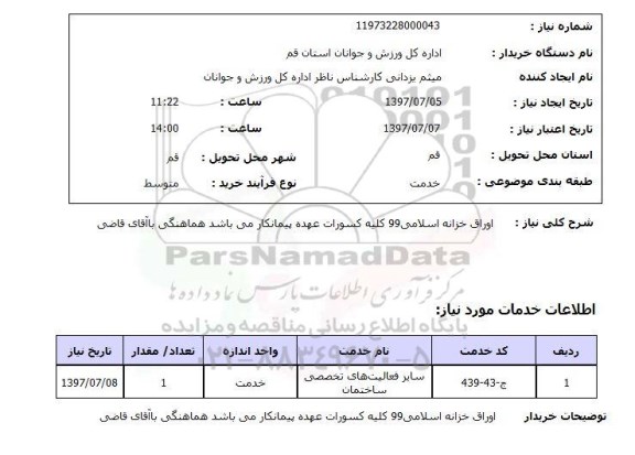 استعلام, استعلام سایر فعالیت های تخصصی ساختمان ...