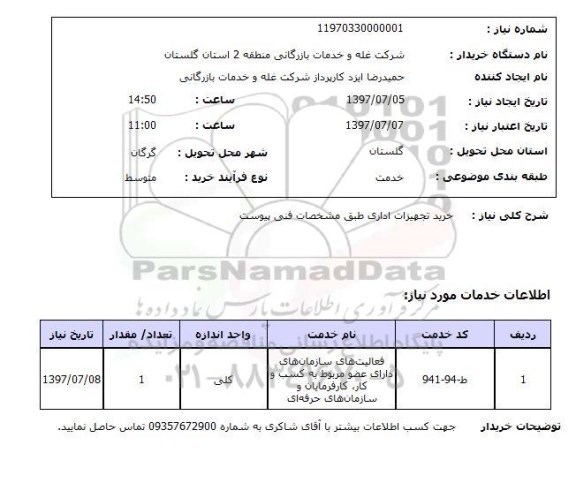 استعلام, استعلام خرید تجهیزات اداری...