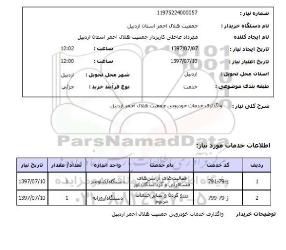 استعلام, واگذاری خدمات خودرویی 