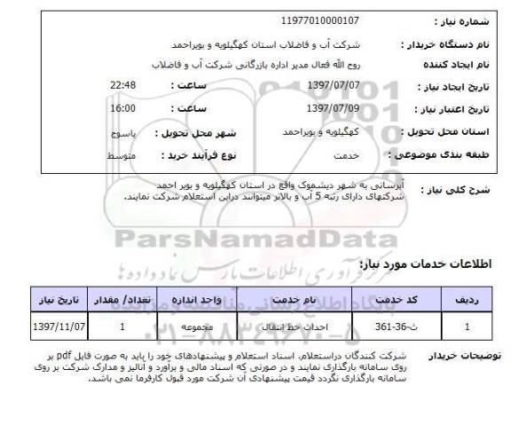 استعلام,آبرسانی