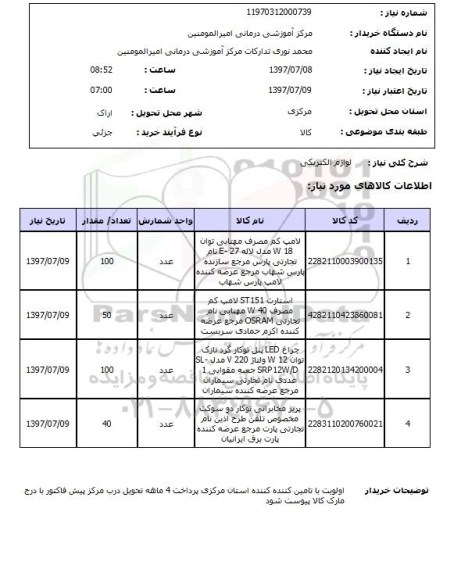 استعلام,لوازم الکتریکی