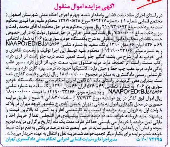 مزایده،مزایده  خودرو سواری پژو 206
