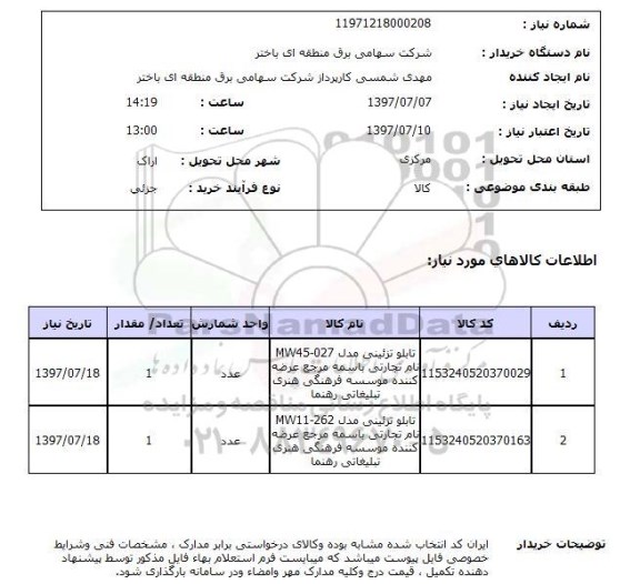 استعلام تابلو تزیینی 