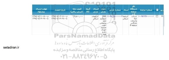 مزایده , مزایده 2500 کیلوگرم نخود ضایعاتی
