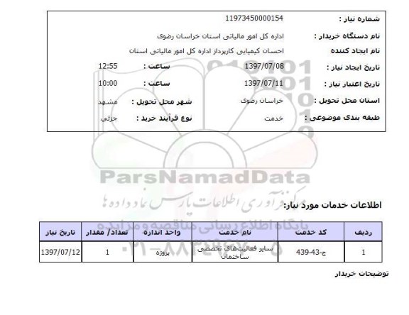 استعلام, ​سایر فعالیت های تخصصی ساختمان