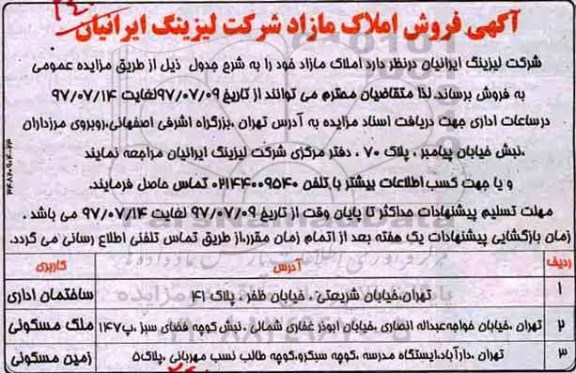 مزایده ،مزایده  املاک مازاد
