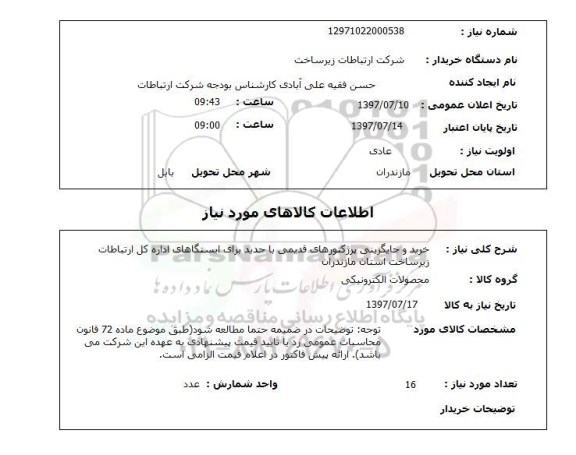 استعلام, خرید و جایگزینی پروژکتورهای قدیمی با حدید 