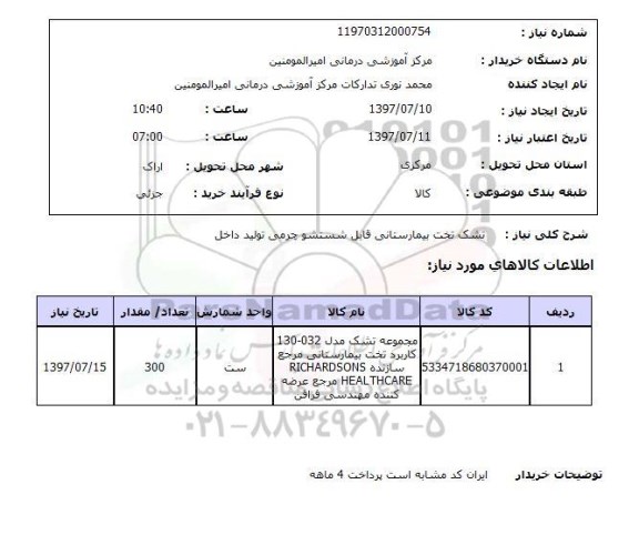 استعلام , استعلام  تشک تخت بیمارستانی قابل شستشو  ...