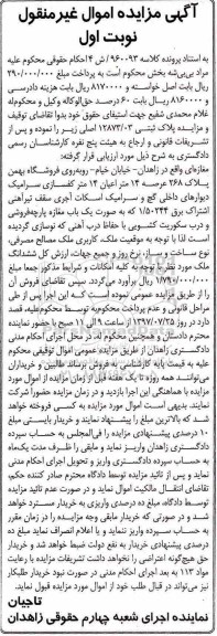 مزایده,مزایده یک باب مغازه پارچه فروشی 