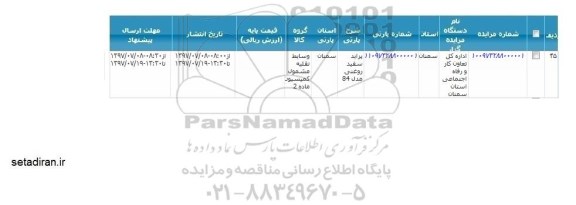 مزایده,مزایده یکدستگاه سواری پراید سفید روغنی