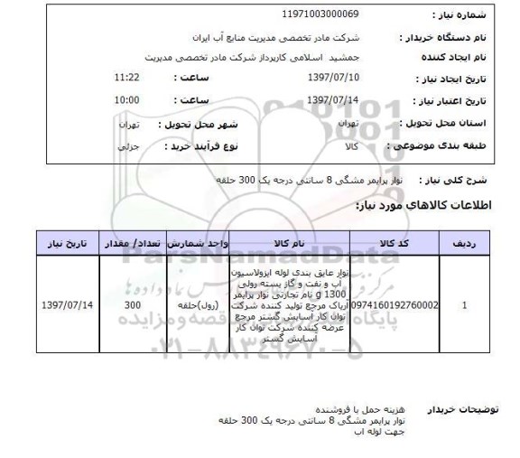 استعلام, نوار پرایمر مشکی 8 سانتی درجه یک 300 حلقه