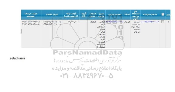 مزایده فروش اقلام اسقاطی خودروهای تصادفی