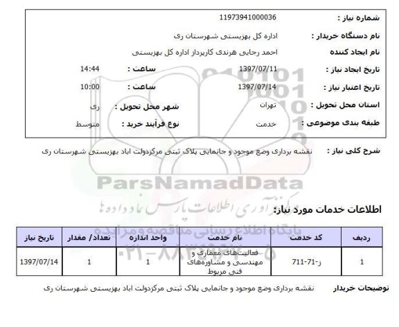 استعلام, استعلام نقشه برداری از وضع موجود و ... 