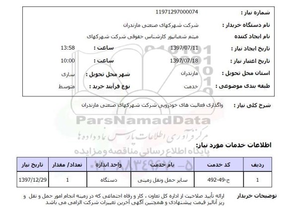 استعلام , استعلام  واگذاری فعالیت های خودرویی