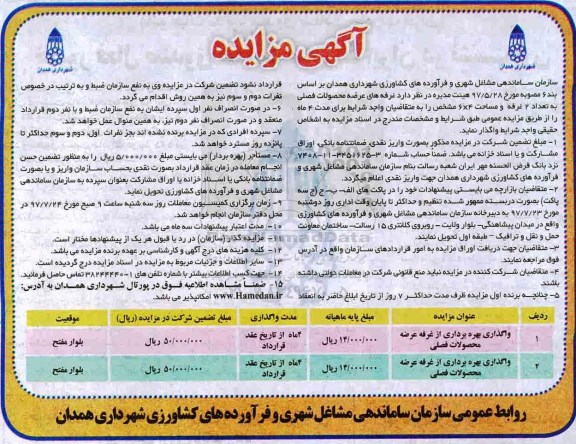 مزایده ,مزایده وگذاری بهره برداری از غرفه