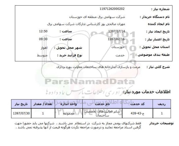 استعلام , استعلام مرمت و بازسازی آبدارخانه های ساختمان ...