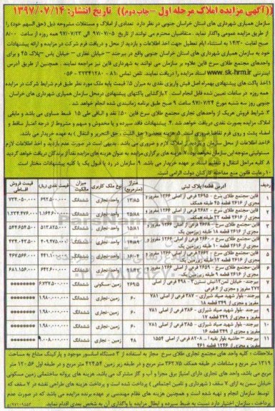 مزایده ,مزایده واگذاری تعدادی از املاک و مستغلات 