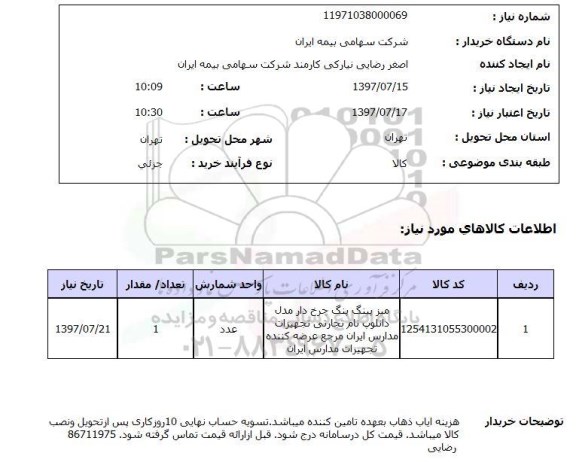 استعلام, استعلام میز پینگ پنگ چرخ دار