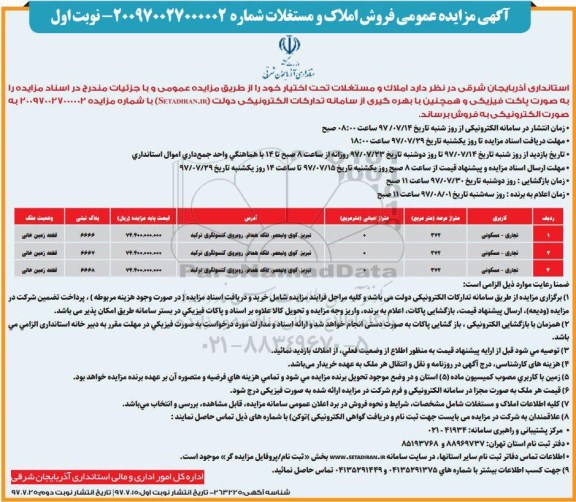 مزایده، مزایده فروش املاک و مستغلات تحت اختیار خود