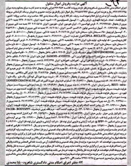 مزایده کپسول - آمپول - اسپری نازال