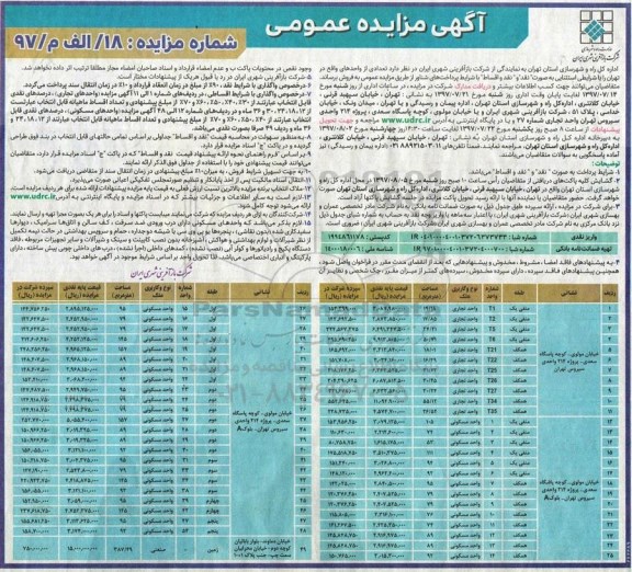 مزایده،مزایده فروش تعدادی از واحدها شرایط استثنایی نقد و اقساط