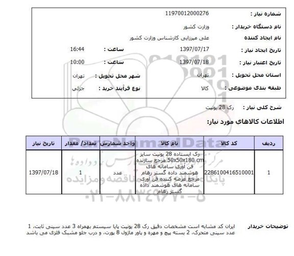 استعلام,استعلام رک 28 یونیت