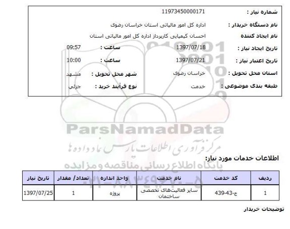 استعلام,استعلام سایر فعالیت های تخصصی ساختمان