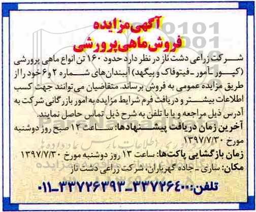 مزایده، فروش ماهی پرورشی
