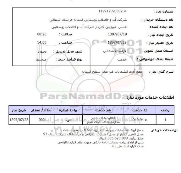 استعلام,استعلام جمع آوری انشعابات غیرمجاز