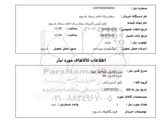 استعلام, چراغ 50 وات 60*60 LED