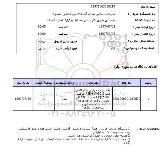 استعلام; استعلام دیگ بازیاب حرارتی ...