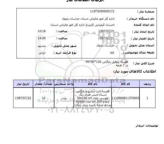 استعلام ,  استعلام  قفسه پروفیل بایگانی ...