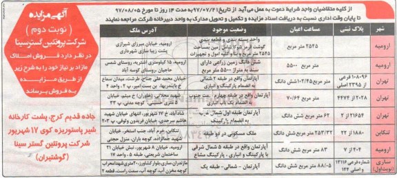 مزایده,مزایده فروش املاک مازاد نوبت دوم